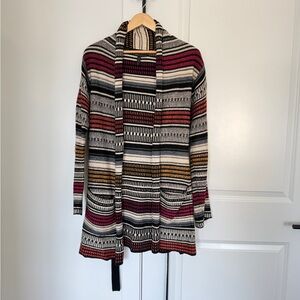 BCBG Striped Open-Front Cardigan Sweater in Multi-Color SZ M/L